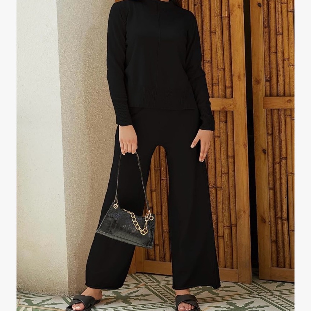 2 Piece Sweatshirt Mock Neck Lounge Set